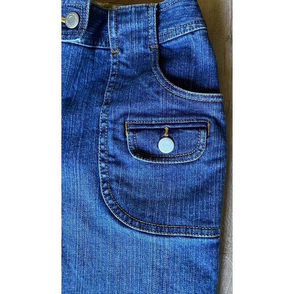 Ann Taylor Loft Women's Jeans Size 4 Modern Capri Blue Denim Cotton Buttons - Picture 3 of 5